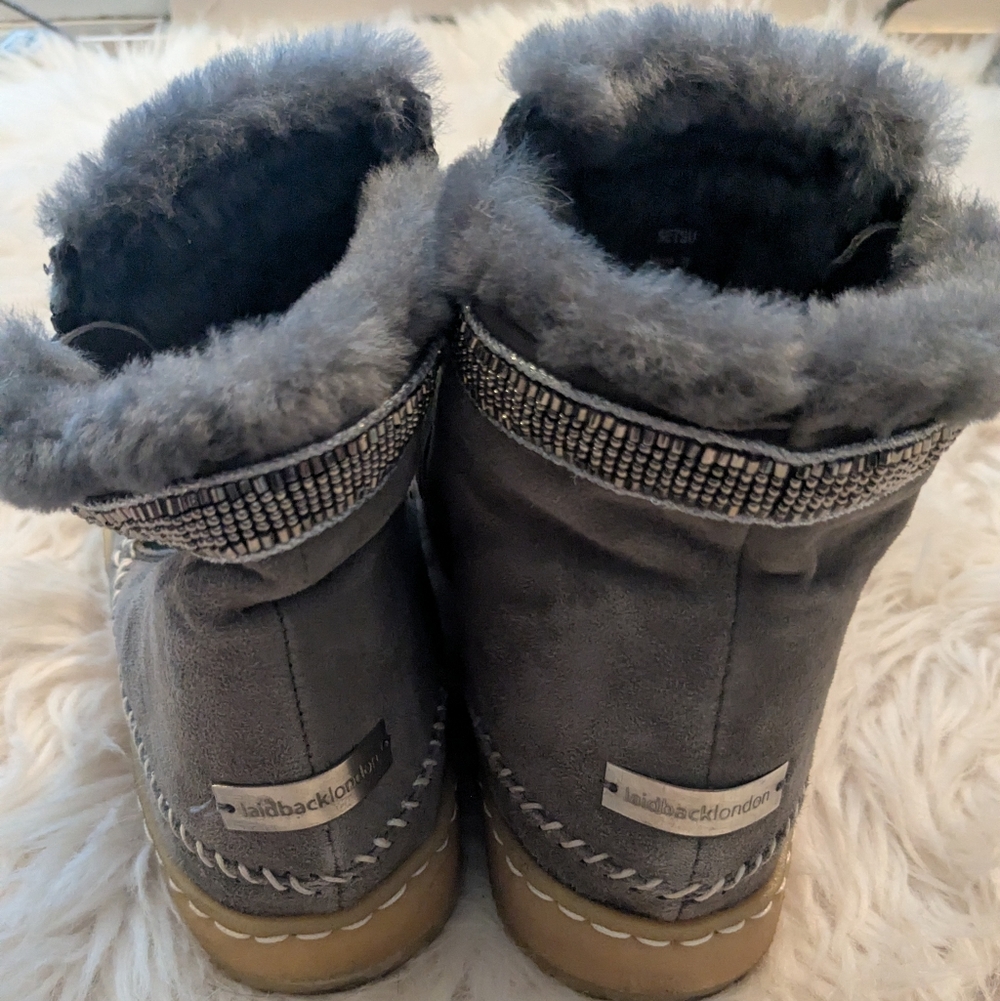 Laid Back London Setsu Crochet Winter Boots Side Zip Boots Size 8 EUR 39 - Picture 4 of 13